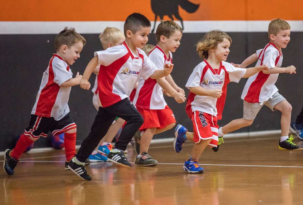 soccer kids running