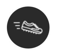 soccer boot in black circle icon