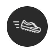 soccer boot in black circle icon