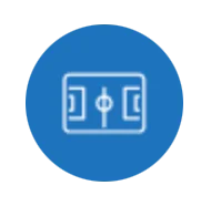 soccer pitch icon in blue circle