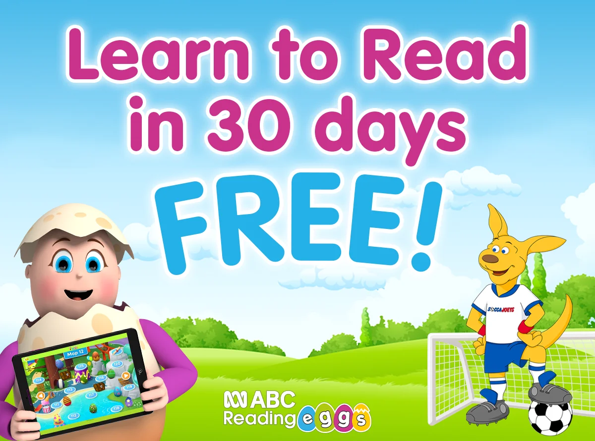 Help your child learn to read in 30 Days for FREE with ABC Reading Eggs!  